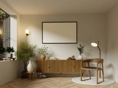 Doğal elementlerin ve şık mobilyaların kullanımıyla refahı vurgulayan, huzurlu bir ev yaratan zarif bir iç dekorasyon..