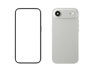 Çift kameralı akıllı telefon modelinin şık bir modeli ve boş bir ekran, uygulama ve ürün sunumları için ideal. 3 Boyutlu resimleme.