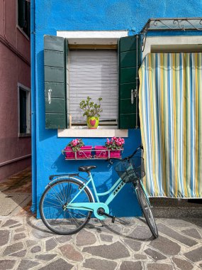 Renkli evler. Burano Adası, Venedik, İtalya