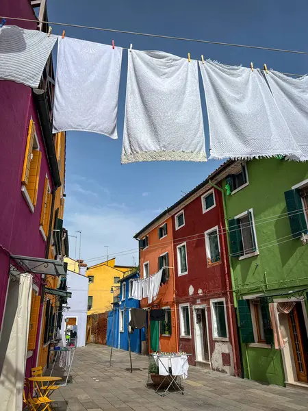 Renkli evler. Burano Adası, Venedik, İtalya