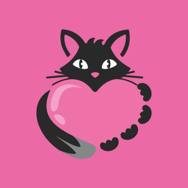 Şirin Kedi Logosu Çizim Vektörü
