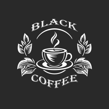 Siyah kahve dükkanının logosunun görüntü vektörü grafiği