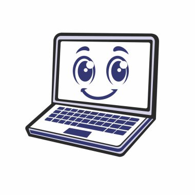 Çizgi film dizüstü bilgisayarının çizim vektörü logosu