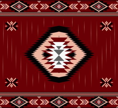 Etnik soyut ikat sanatı. Kabilede kusursuz desen, halk nakışı ve Meksika tarzı. Aztek geometrik sanat süsü baskısı. Halı, duvar kağıdı, giysi, ambalaj, kumaş için tasarım