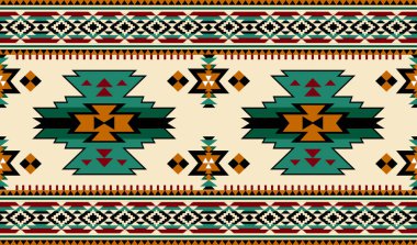 Halı kabile desenli sanat. Geometrik etnik kalıplar geleneksel. Amerikan, Meksika tarzı. Arkaplan, duvar kağıdı, illüstrasyon, kumaş, giysi, halı, tekstil, batik, nakış için tasarım.