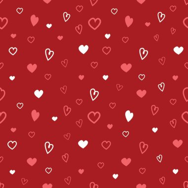 Sevgililer Günü 'nün beyaz kalplerinin kırmızı arka planı kusursuz.