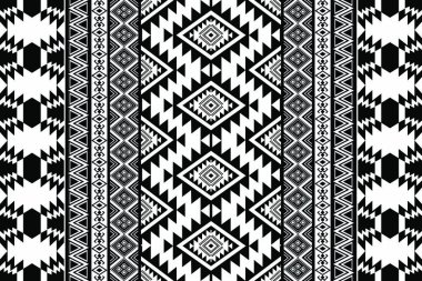 Antik yankılar Aztek geometrik pürüzsüz desenler güneybatı Navajo Kızılderili kabilesi siyah-beyaz tekstil baskısı için