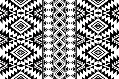 Navajo kabile vektörünün kusursuz şekli. Yerli Amerikan süsü. Etnik güney batı dekoru tarzı. Boho geometrik süs. Vektör kusursuz desen. Meksika battaniyesi, halı. Örülmüş halı illüstrasyonu