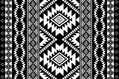 Navajo kabile vektörünün kusursuz şekli. Yerli Amerikan süsü. Etnik güney batı dekoru tarzı. Boho geometrik süs. Vektör kusursuz desen. Meksika battaniyesi, halı. Örülmüş halı illüstrasyonu