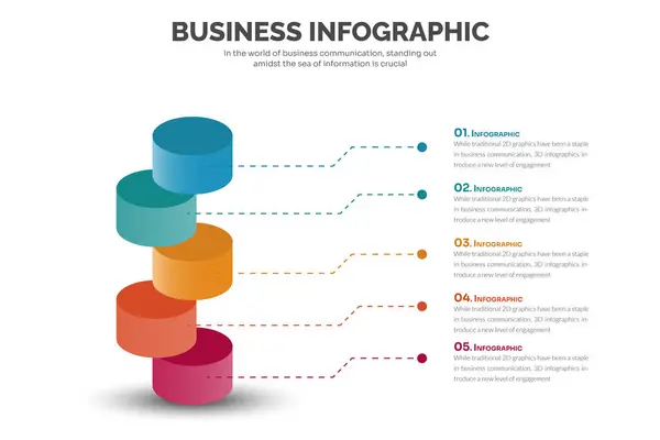 Vector arrows 3D infographic, diagram chart, graph presentation. Business startup concept with 5 options, parts, steps, processes. Info graphic data template. Abstract background.