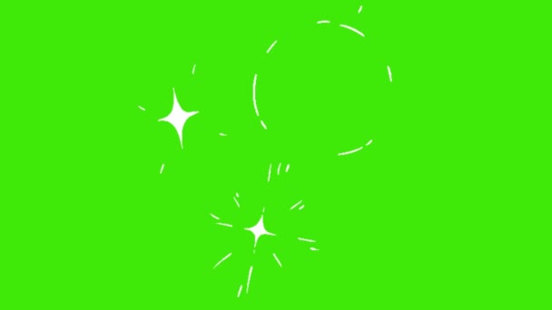 Partículas Estrelas Brilhantes Tela Verde Gráficos Movimento Brilhantes Multicoloridos Explodiram — Vídeo de Stock