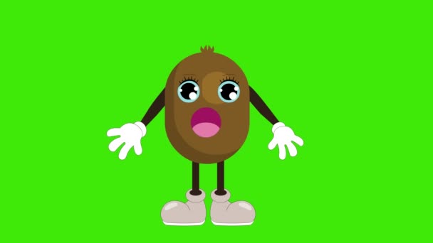 Animatie Tekenfilm Kiwi Fruit Talking Eyeblink Plantaardig Vrucht Karakter Gezicht — Stockvideo