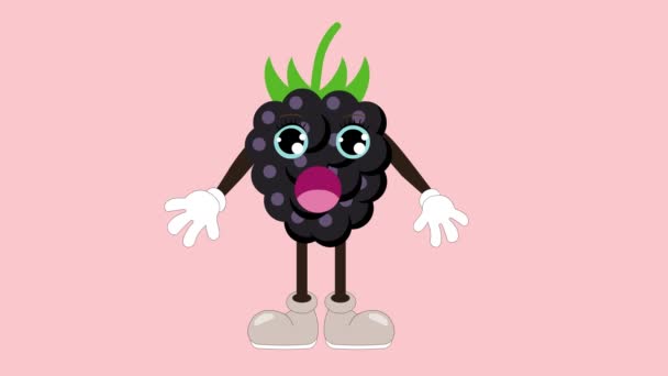 Animatie Cartoon Druiven Praten Oogwenk Plantaardig Fruit Karakter Gezicht Lip — Stockvideo
