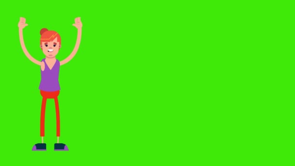 Анімація Мультфільм Дівчина Робить Подвиг Акробатика Жінка Підвіска Жінка Догори — стокове відео