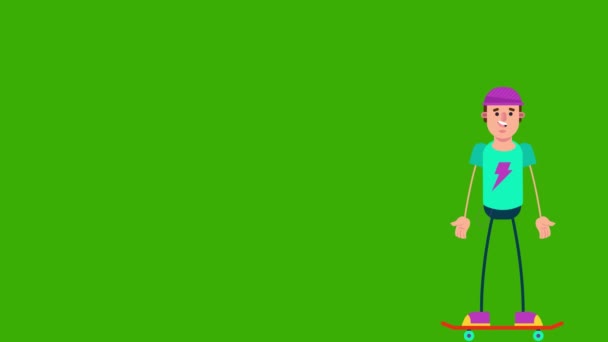 Animacja Animacja Chłopiec Łyżwiarstwo Deskorolce Hobby Sport — Wideo stockowe