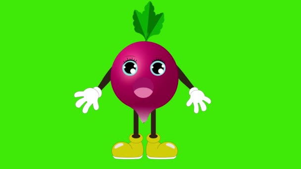 Animation Cartoon Rübe Reden Und Augenbrauen Gemüse Obst Charakter Gesicht — Stockvideo