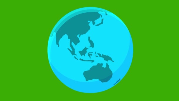 Circulação Globo Terrestre Fundo Verde Planeta Rotação Tarte Globo — Vídeo de Stock