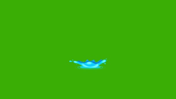 Мультфільм Падіння Води Падає Зелений Фон — стокове відео