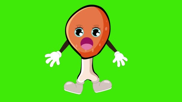 Animatie Cartoon Leg Piece Talking Eyeblink Plantaardig Vrucht Karakter Gezicht — Stockvideo