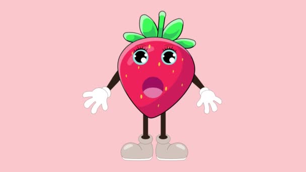 Fresa Animación Dibujos Animados Fresa Talking Eyeblink Verduras Frutas Carácter — Vídeos de Stock