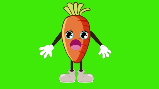 Animatie Cartoon Wortel Talking Eyeblink Plantaardig Vrucht Karakter Gezicht Lip — Stockvideo