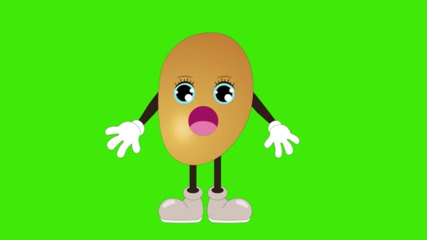 Animace Kreslené Brambory Mluvení Mrknutí Oka Zelenina Ovoce Charakter Obličej — Stock video