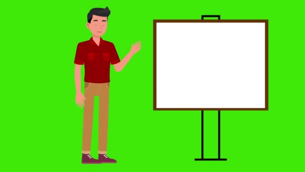 Animação Desenho Animado Carrinho Personagem Placa Gráfico Flip Vazio Apresentação — Vídeo de Stock
