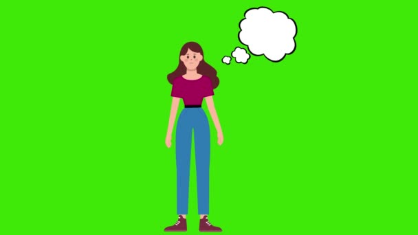 Animáció Rajzfilm Gondolkodás Keres Választ Visel Vállát Bizonytalansági Kérdés Zöld — Stock videók