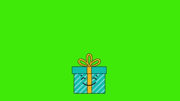 Подарункова Коробка Являється Відкриває Подарунок Подарункова Коробка День Народження Стрічковим — стокове відео