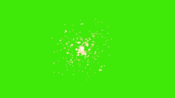 Partículas Estrelas Brilhantes Gráficos Movimento Tela Verde Centelhas Multicoloridas Explodiram — Vídeo de Stock