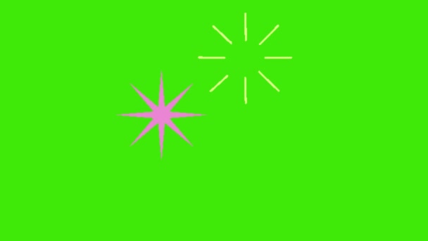 Parlayan Yıldız Parçacıkları Yeşil Ekran Hareketi Grafikleri Çok Renkli Kıvılcımlar — Stok video