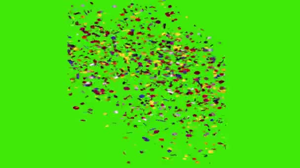 Colorful Animation Confetti Falling Green Screen You Can Easily Put — Stock Video