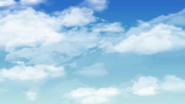 2d animasyon, çizgi film, mavi bulutlu gökyüzünün güzel okyanusu, mavi gökyüzü, bulutlar, bulut gökyüzü arkaplanı, 4k arter görünümü