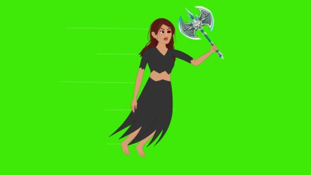 마녀는 마법의 도끼를 크로마 화면에 — 비디오