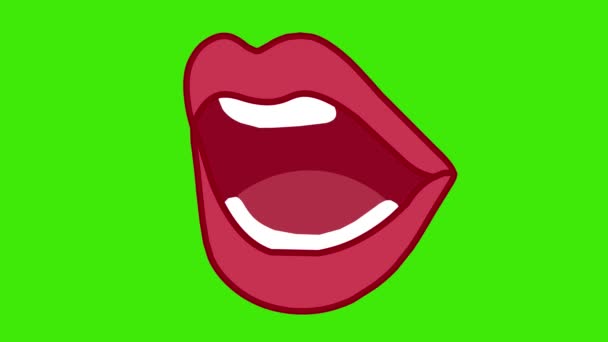 Lip Synchronisatie Van Meisje Groen Scherm Meisje Lippen Spotprent Animatie — Stockvideo