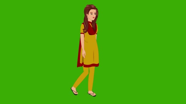 Lány Séta Zöld Képernyőn Zöld Képernyős Videó Lány Séta Lány — Stock videók