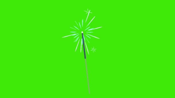 Animation Tecknad Film Brand Kex Grön Skärm Bakgrund Smällare Fyrverkerier — Stockvideo