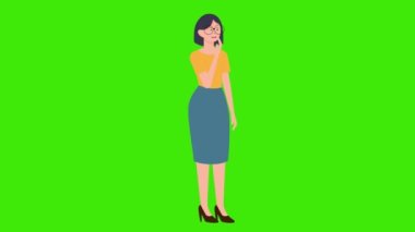 2d animasyon, çizgi film, ağlayan kadın animasyon, yeşil arka plan, krom anahtar, ağla