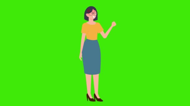 Animasi Kartun Karakter Perempuan Pemarah Kepalan Tangan Emosi Kemarahan Ekspresi — Stok Video