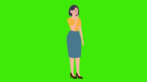 Animation Dessin Animé Femme Pleurant Animation Fond Vert Chroma Key — Video