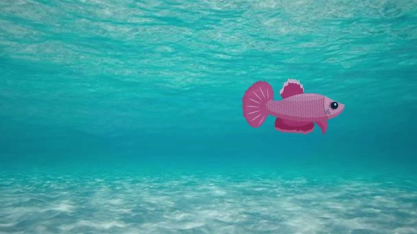 2D动画 粉红鱼游泳水 粉红鱼 海洋动物 — 图库视频影像
