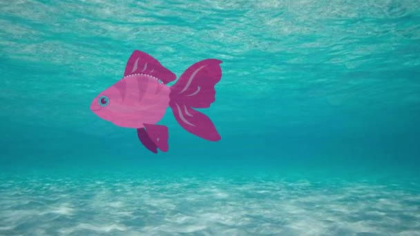 Κινούμενα Σχέδια Κινούμενα Σχέδια Ροζ Ψάρια Που Κολυμπούν Νερό Ροζ — Αρχείο Βίντεο
