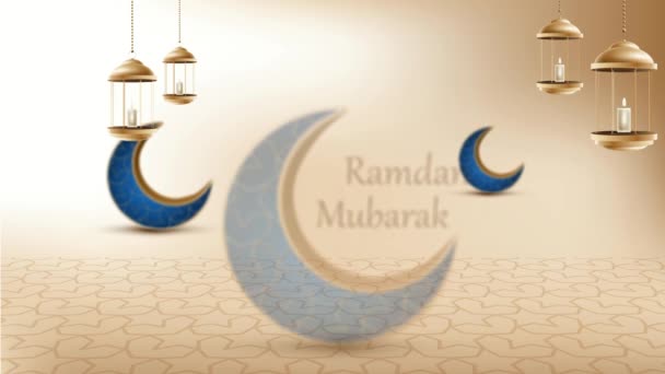 Ramdan Mubarik Ramdan Kareem Ramzan Islam Traditional Greeting Card的动画 祝愿穆斯林神圣 — 图库视频影像