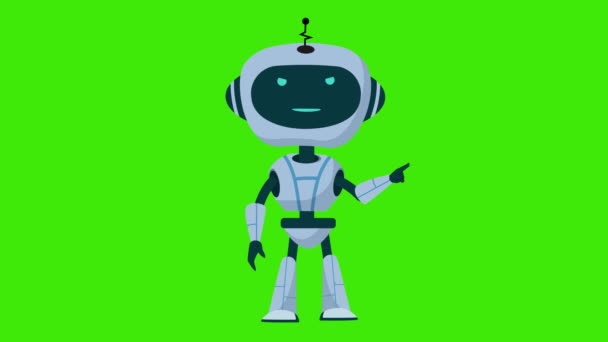 Animacja Kreskówka Zły Robot Mówiący Zielonym Ekranie Sztuczna Inteligencja Zły — Wideo stockowe