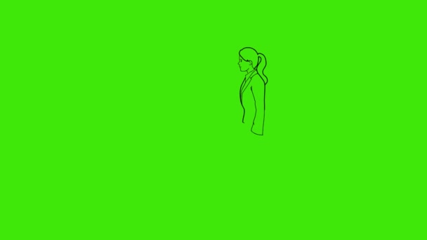 Мультяшний Малюнок Розмальовка Бізнесмен Тремтить Руками Зеленому Екрані Тремтячи Руками — стокове відео