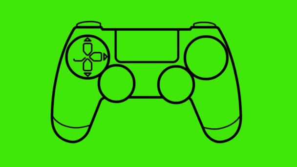 Kreskówka Rysować Kolorowanki Kontroler Gry Poruszający Się Zielonym Ekranie Kontroler — Wideo stockowe