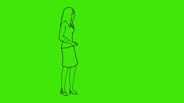 Dibujos Animados Dibujar Colorear Jefe Empleados Reunión Pantalla Verde Hombre — Vídeo de stock
