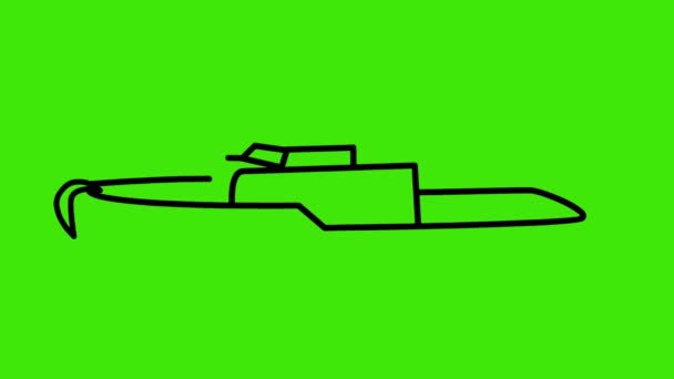 Kreslené Kreslení Barvení Lodi Zelené Obrazovce Loď Float Loď Kreslení — Stock video