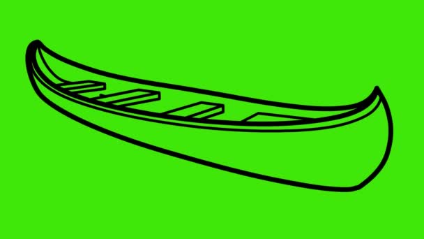 Рисунок Раскраска Лодки Зеленом Экране Рисунок Лодки Анимация Каноэ — стоковое видео
