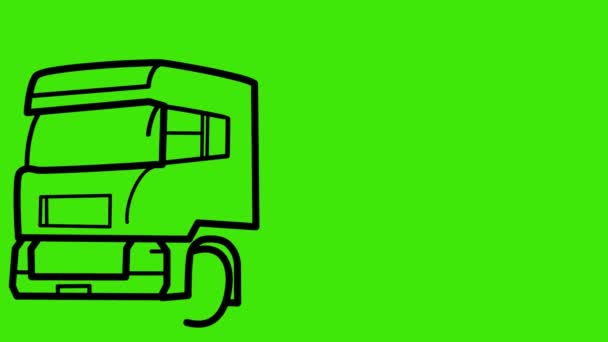 Мультфільм Малюнок Розмальовка Вантажівка Доставки Зеленому Екрані Креслення Вантажівки Анімація — стокове відео